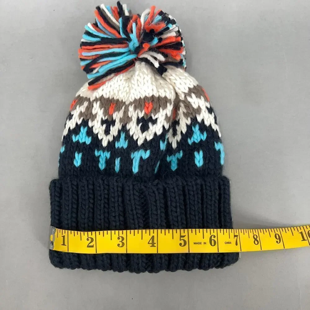 Beanie Fair Isle Knit Pom Pom Unisex One Size Cozy Nordic Scandinavian Snow - Picture 7 of 8